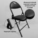 Стул складной для дома и офиса РС94, черный каркас, экокожа черный. Фото товара с разных ракурсов.