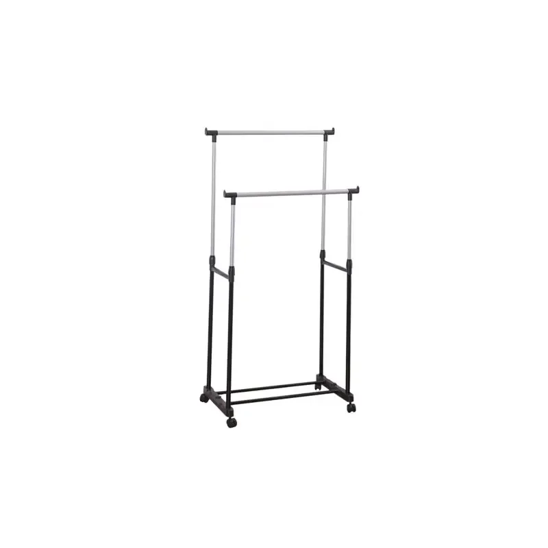 Вешалка для плечиков двухъярусная BOOMHOUSE GR-003 (в900-1600*ш800*г400мм), пластик/металл, черный/хром, 701438 главное фото