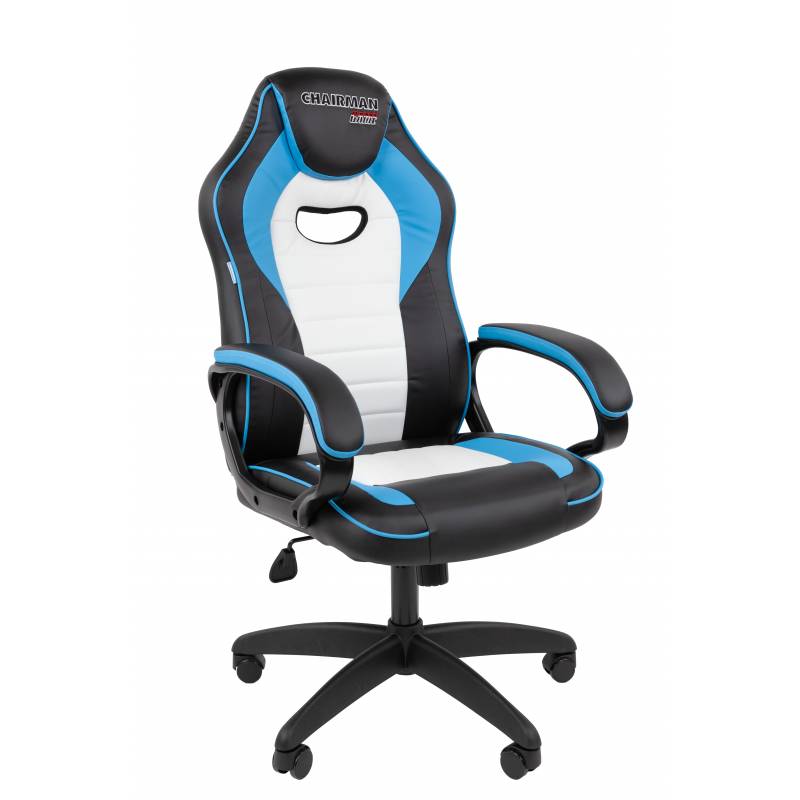 Офисное кресло Chairman Game 16 Россия экокожа черный/голубой/белый главное фото