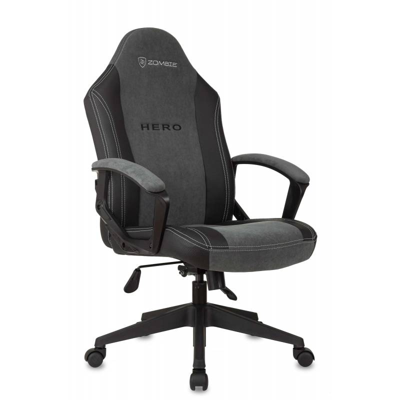 Кресло игровое Zombie Hero серый текстиль/эко.кожа крестов. пластик главное фото