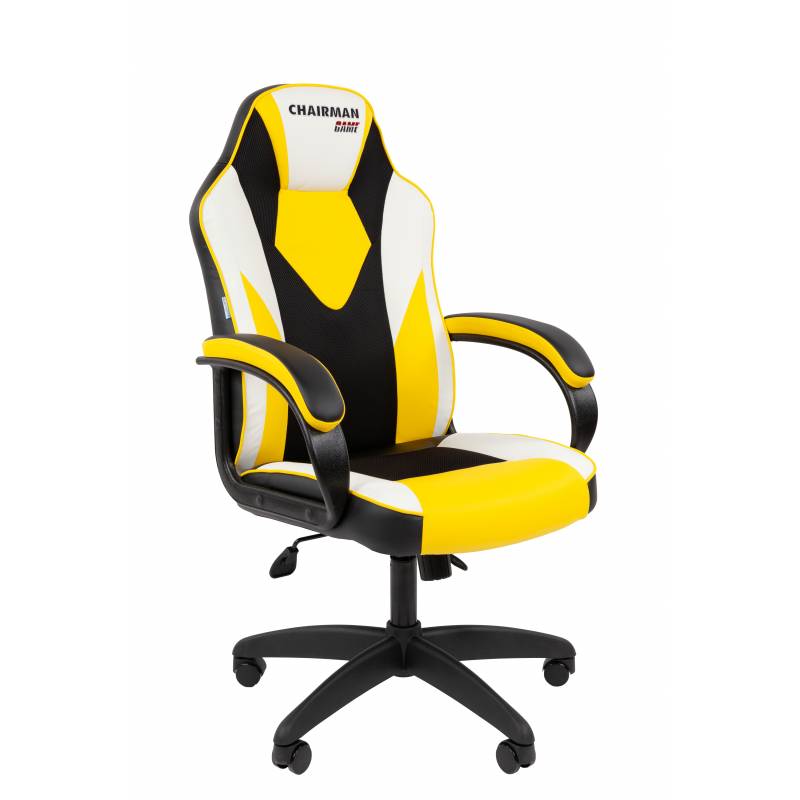Офисное кресло Chairman Game 17 Россия экокожа черный/желтый/белый главное фото