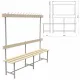 Скамья с вешалкой, спинкой "СВТ 6", 1765х2000х395 мм, 14 крючков, регулируемые опоры, каркас металлический серый, сиденье дерево главное фото в маленьком размере